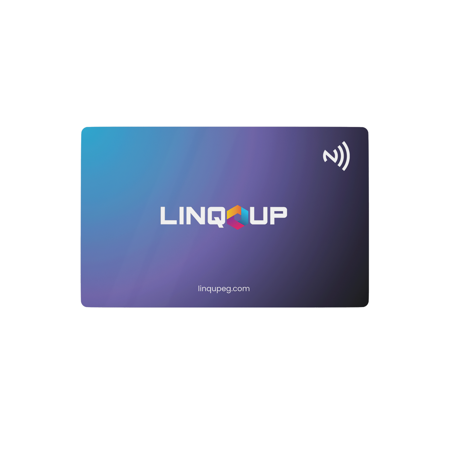 LINQUP card with gradient blue to purple design on